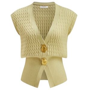 Commense Metal Button Cable Knit Waist-Cinching Vest size S excellent condition